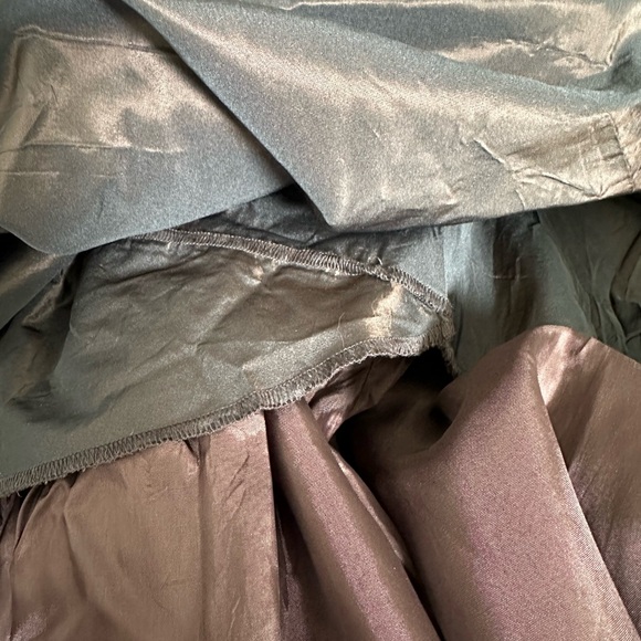 OPPIO Italy Luxury Taffeta Bronzed Brown Exposed Seams Tiered Flounce Sz M L - Picture 7 of 14